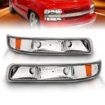 AmeriLite for Chevy 1999-2002 Silverado 00-06 Suburban Tahoe Clear Amber OE Replacement Bumper Turn Signal Lights Pair - Passenger and Driver Side