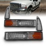AmeriLite Front Bumper Lights Smoke Amber For Ford Excursion / Super Duty - Passenger and Driver Side