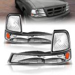AmeriLite Bumper Lights Euro Amber For Ford Ranger - Passenger and Driver Side