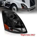 AmeriLite Black Projector Headlights For Volvo VN/VNL Series (PASSENGER RIGHT SIDE) High/Low Beam Bulb Included